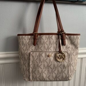 Michael Kors Signature Tan and Brown Tote